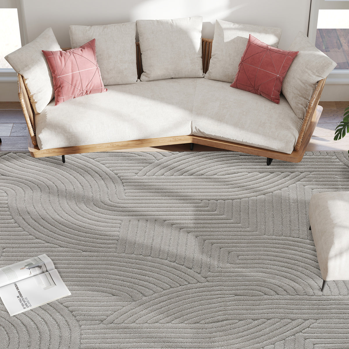 Tapis de salon en relief gris, 230 × 160 cm, détail 5