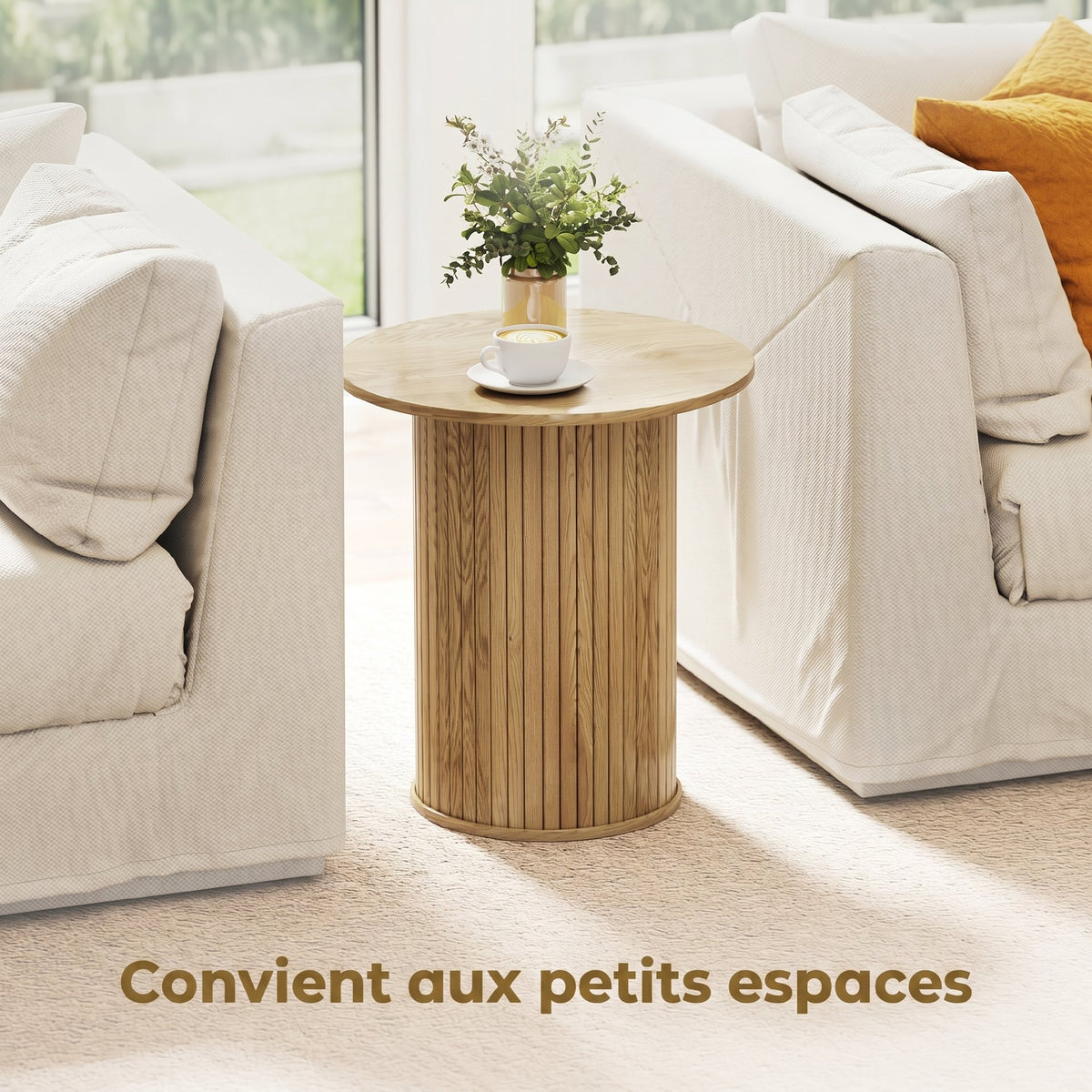 Table d'appoint ronde cannelée chêne, Ø 48 cm, détail 2