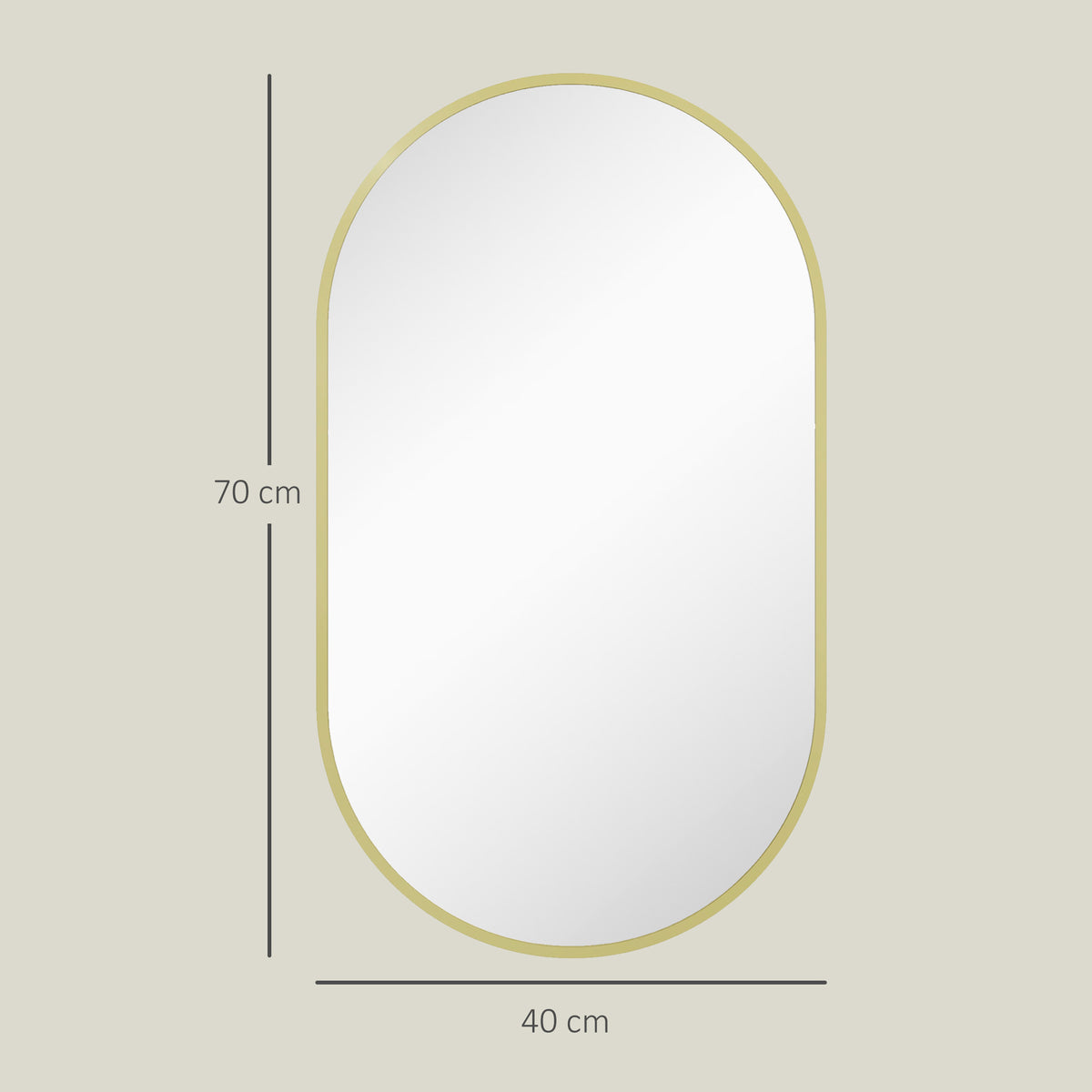 Miroir ovale mural cadre doré, 40 × 70 cm, détail 2