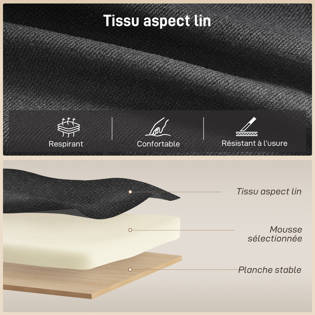 Canapé d'angle convertible aspect lin gris anthracite, 192 × 148 cm, détail 6