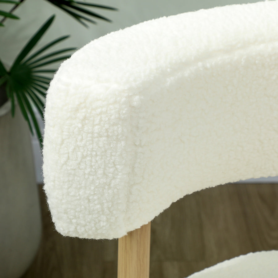 Canapé 1 place en tissu bouclette, fauteuil de salon rembourré avec dossier incurvé, assise large, 67x67x71cm, crème-8